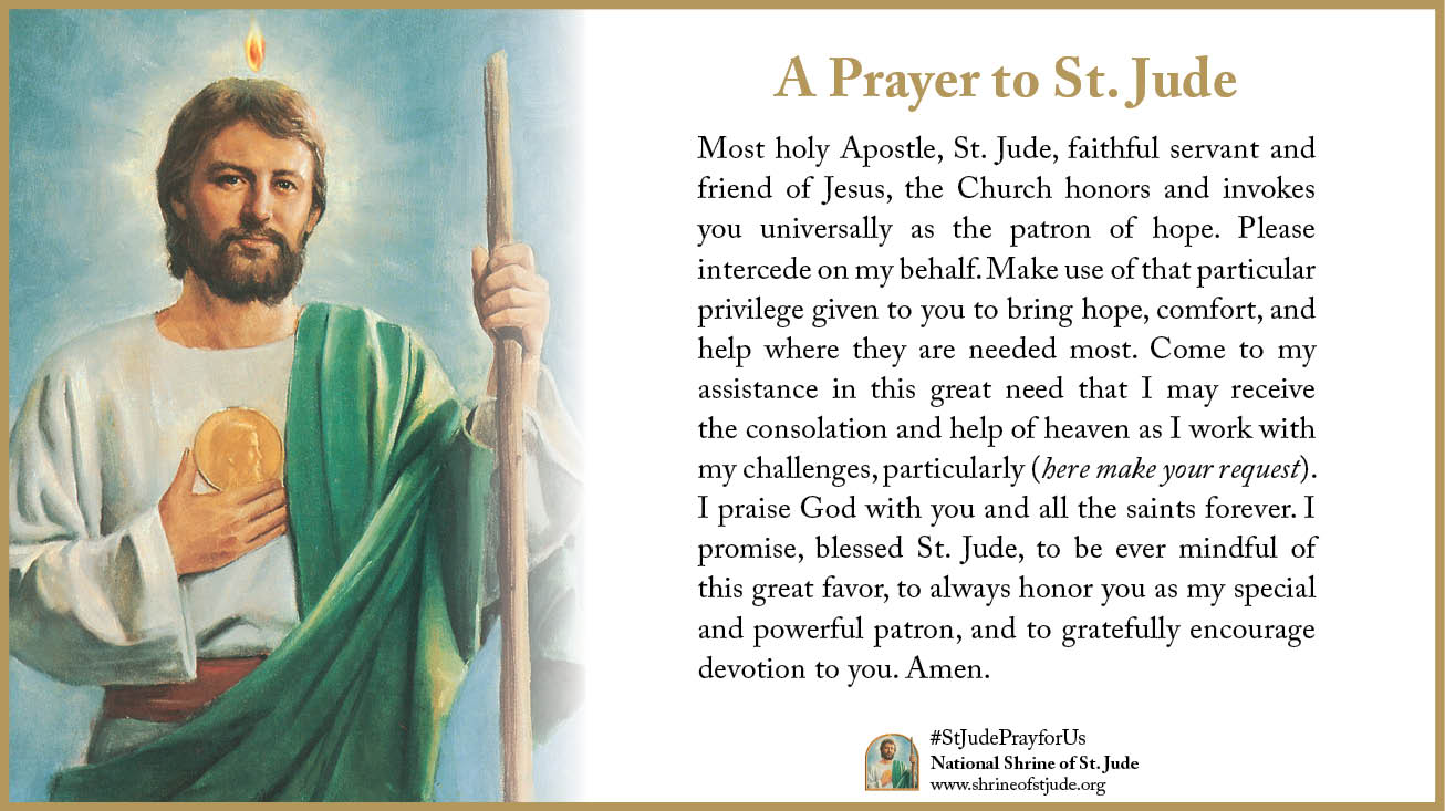 Thank You for Sending Your Novena Petition to the Shrine of St. Jude